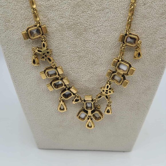 J Crew Gold Tone AB Crystal Statement Necklace Gorgeous! - Picture 2 of 10